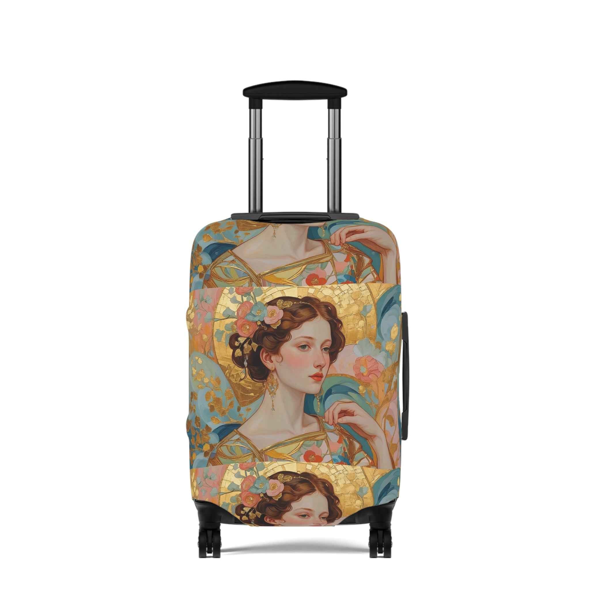 Elegant Klimt-Style Floral Luggage Cover - Vintage Art Suitcase Protector by Rosetta Creative Boutique - Rosetta Creative Boutique